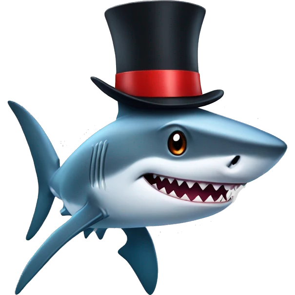Shark with a top hat emoji