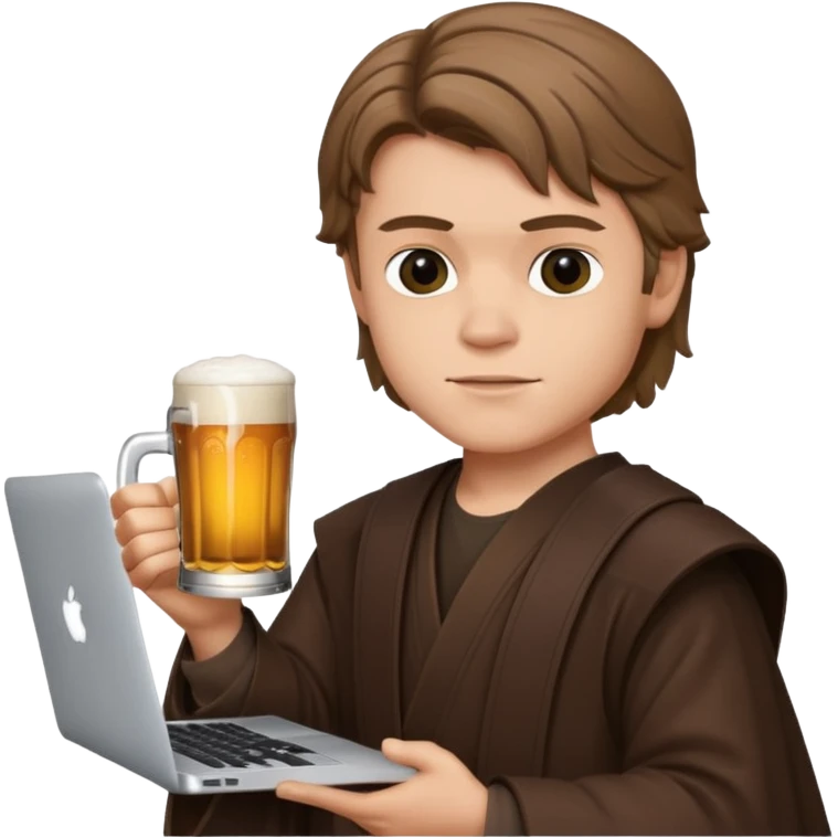 Anakin skywalker holding a beer and a macbook emoji