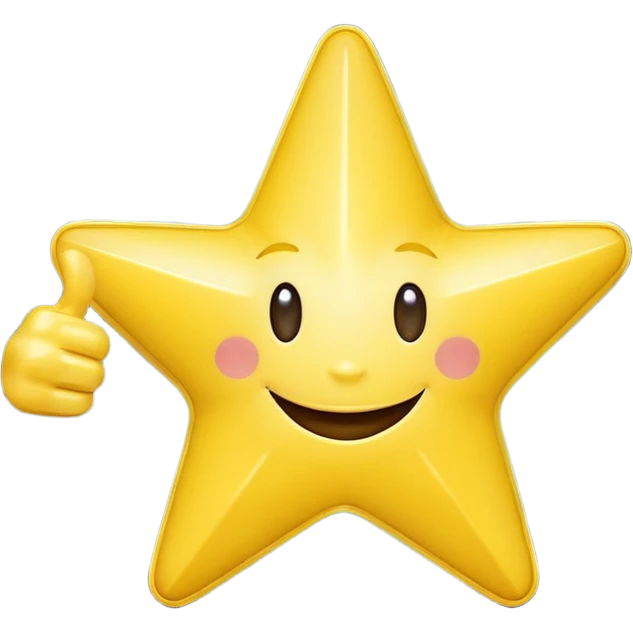 3D a smiling happy star with both hands doing thumbs up  emoji