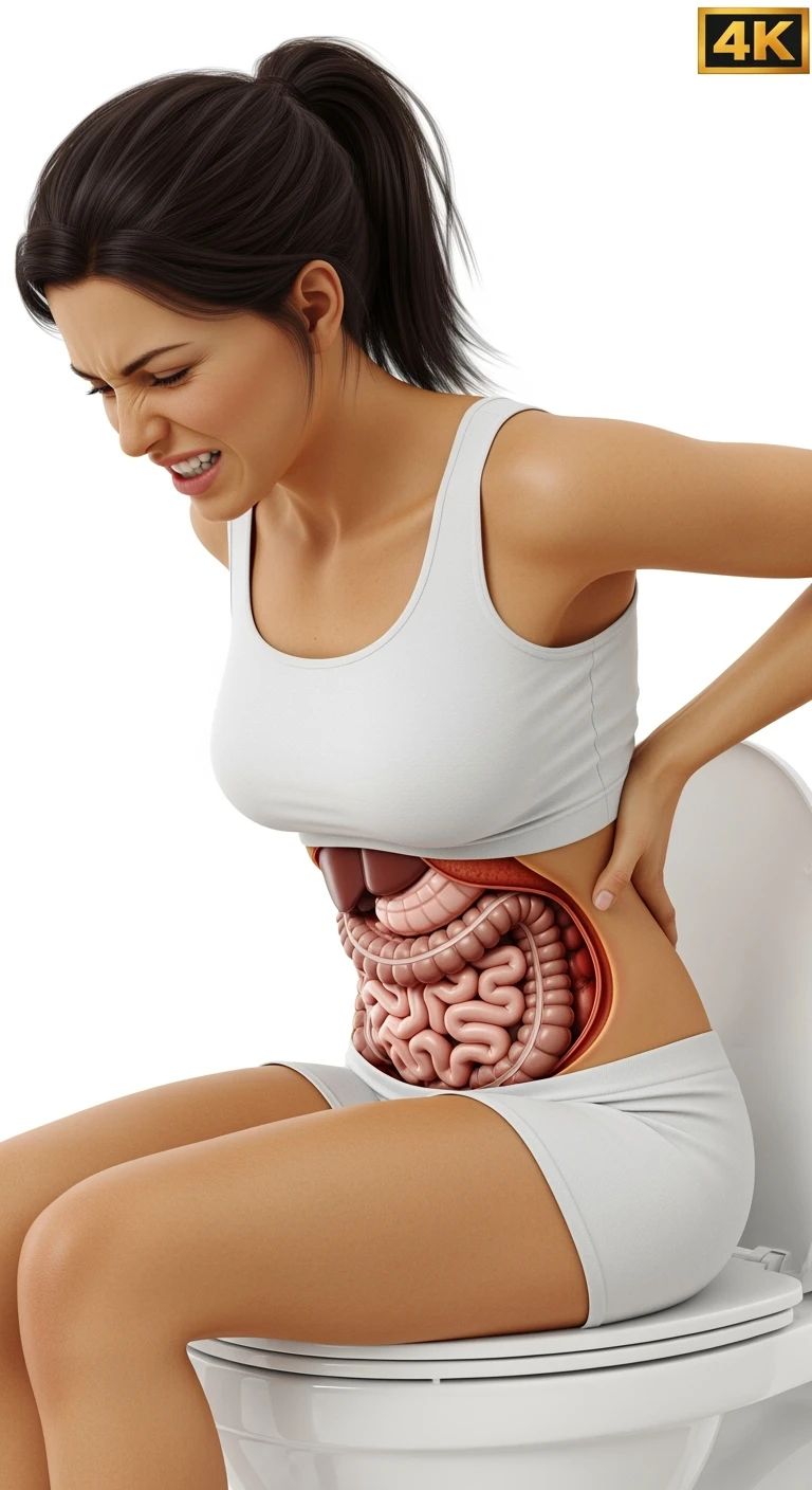 DONNA SEDUTA SUL WC CHE SI SFORZA CON INTESTINO ANATOMICO IN EVIDENZA
IPERREALISTICO 4K, SFONDO BIANCO emoji
