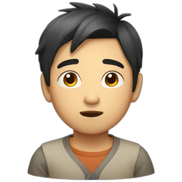 asian boy looking confused  emoji