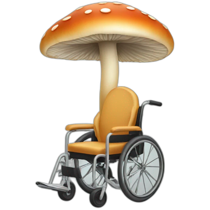 Mushroom with legs and arms on a wheelchair emoji