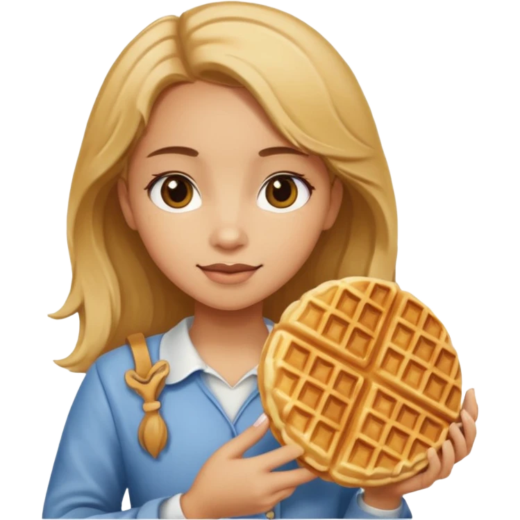 A girl with waffle in hand emoji
