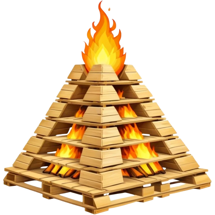 Huge bonfire made out of pallets in a pyramid shape emoji