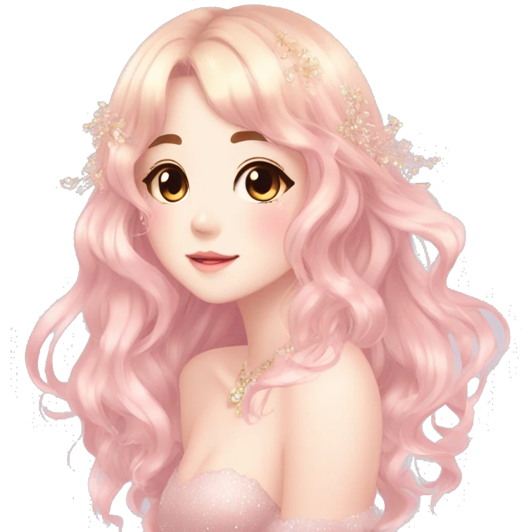 Dreamy pretty elegant cute shiny blushing shy anime lady kawaii beautiful hair naturecore fairycore cottagecore jewels trending aesthetic full body emoji