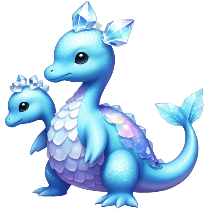 Shiny Exotic Colorful Ethereal Sparkly Lapras-Flaaffy-Amaura-Aurorus-Fakémon-hybrid-creature (full body)  emoji