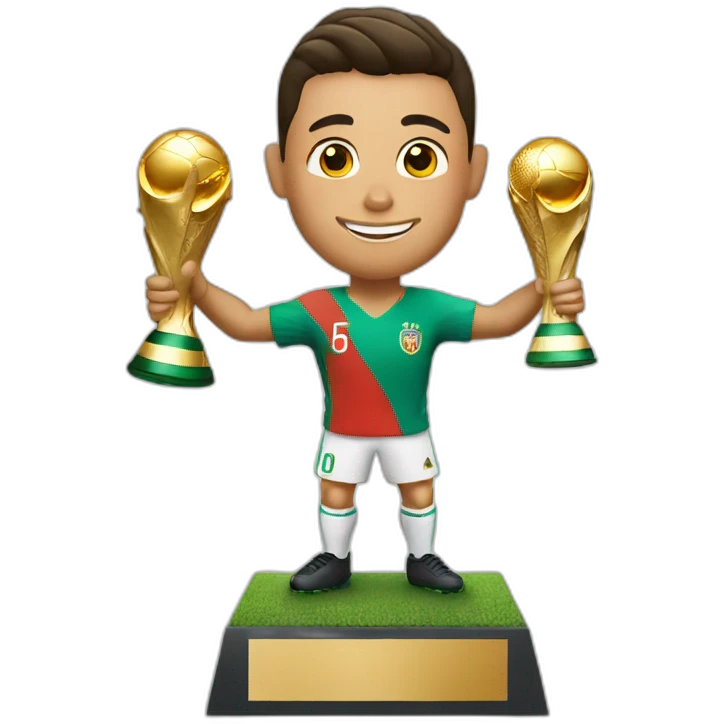 Cristiano Ronaldo with the world cup trophy  emoji