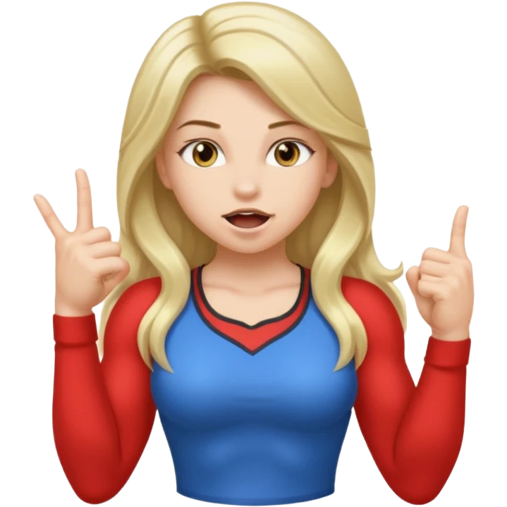 Una niña con los pies flexionados, dedo índice en la boca y cadera hacia el lado derecho emoji