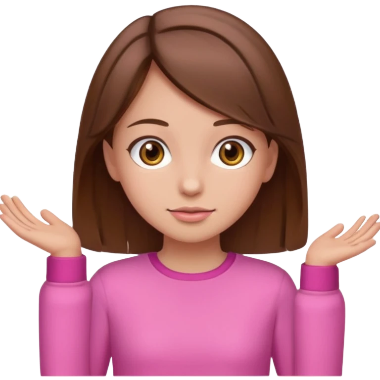 a girl with brown hair , brown eyes , pink clothes emoji