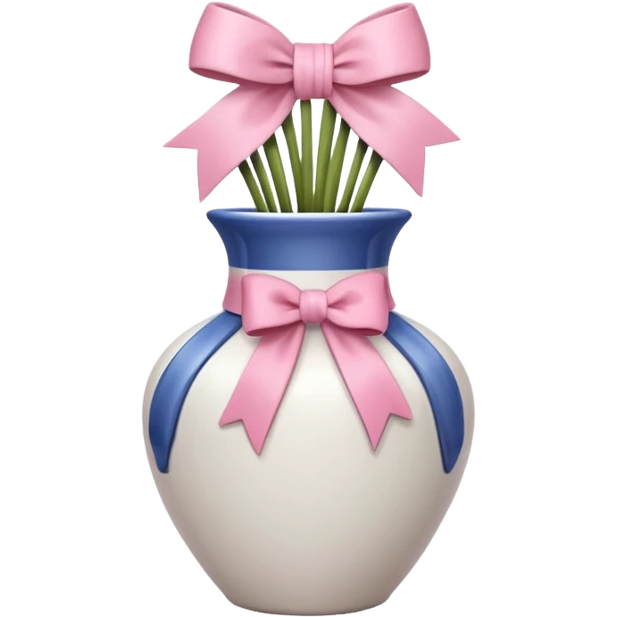 vaso branco com laço rosa sem flores emoji