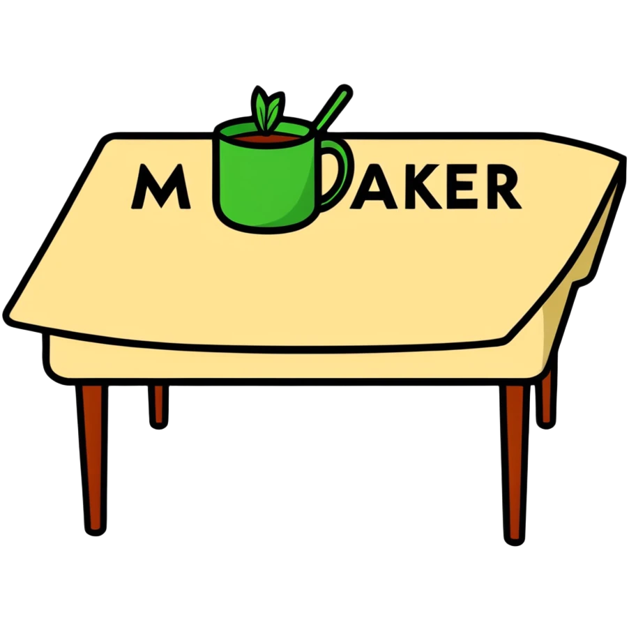 table with MAKAR written on top emoji