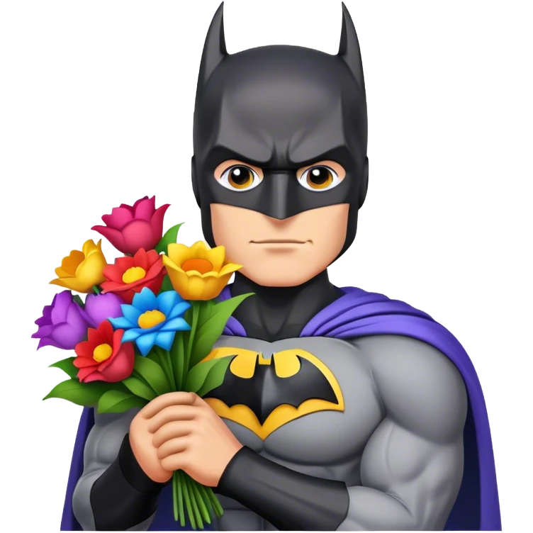 Batman with flower bouquet emoji