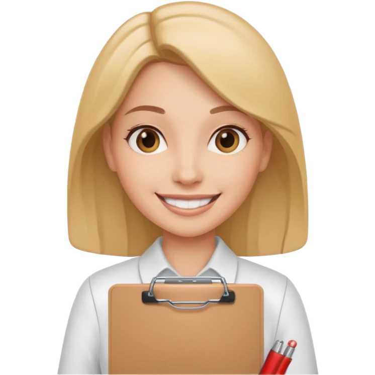 woman with a clipboard, smiling emoji