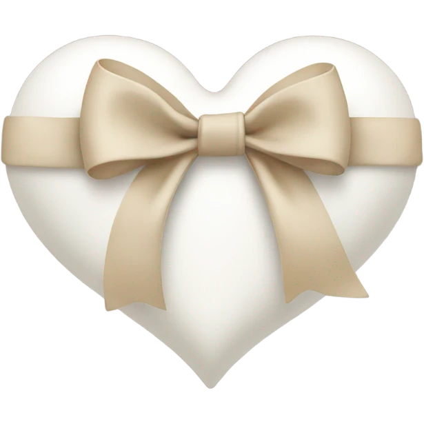 white heart with beige bow emoji