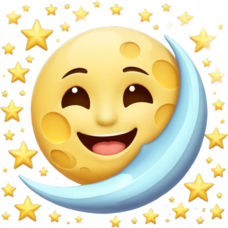 laughing moon spilling stardust emoji