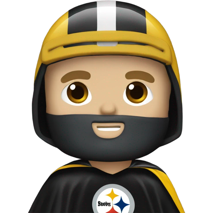 Terry Bradshaw Pittsburgh Steelers player in helmet and uniform with black cape. emoji
