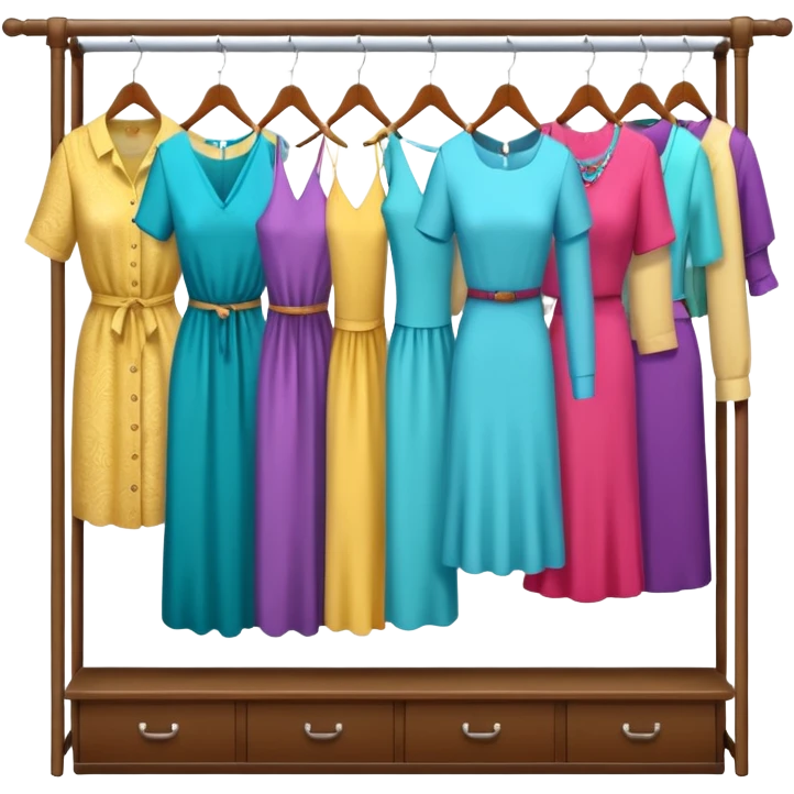 open wardrobe with woman clothes hanging inside emoji