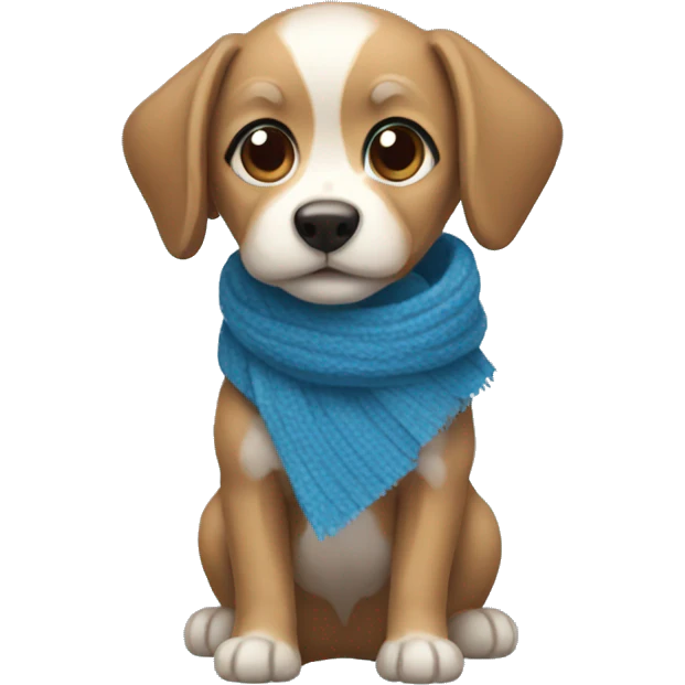 a small dog with a blue scarf emoji