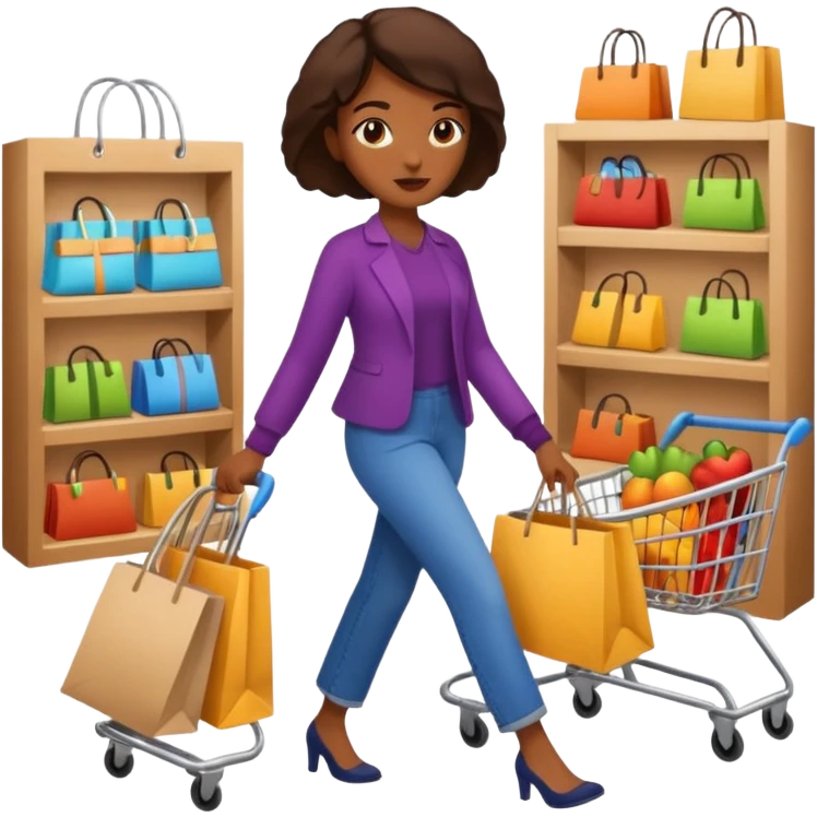Mujer caminando haciendo compras emoji