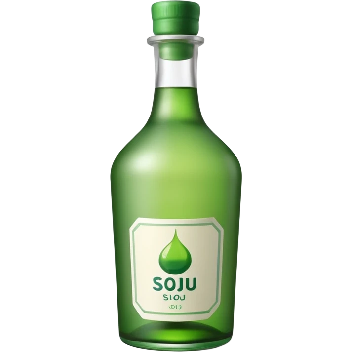 korean soju, green bottle with white label on it written soju  emoji