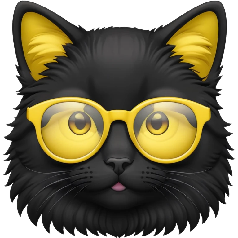 Black cat in yellow glasses emoji