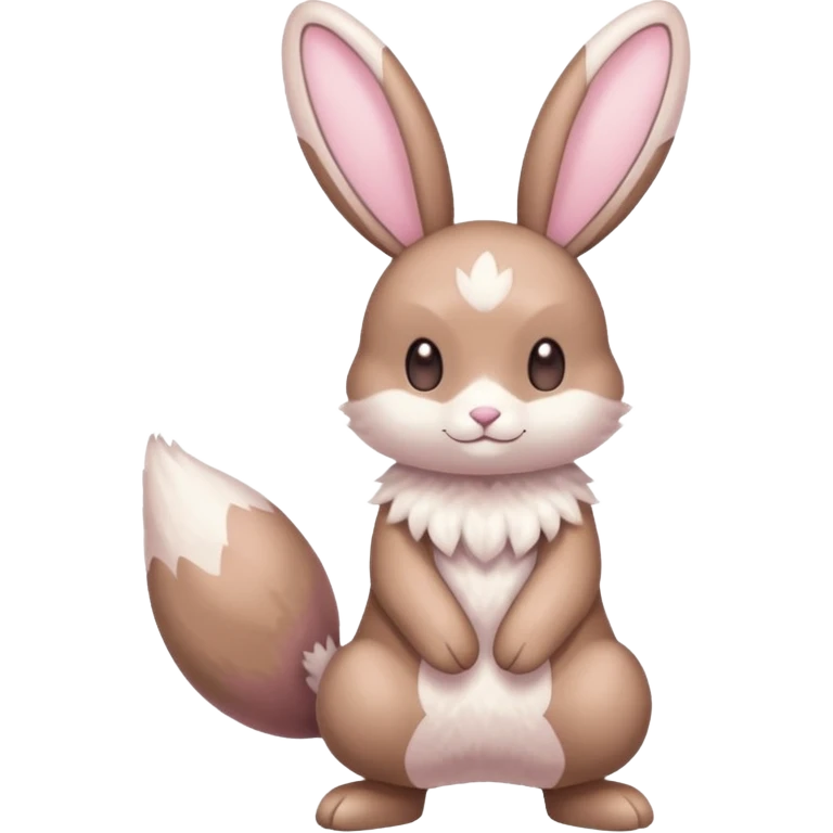 Pastel pink and pastel brown and pastel white Lopunny-Emolga-Cinccino-fusion (full body) emoji