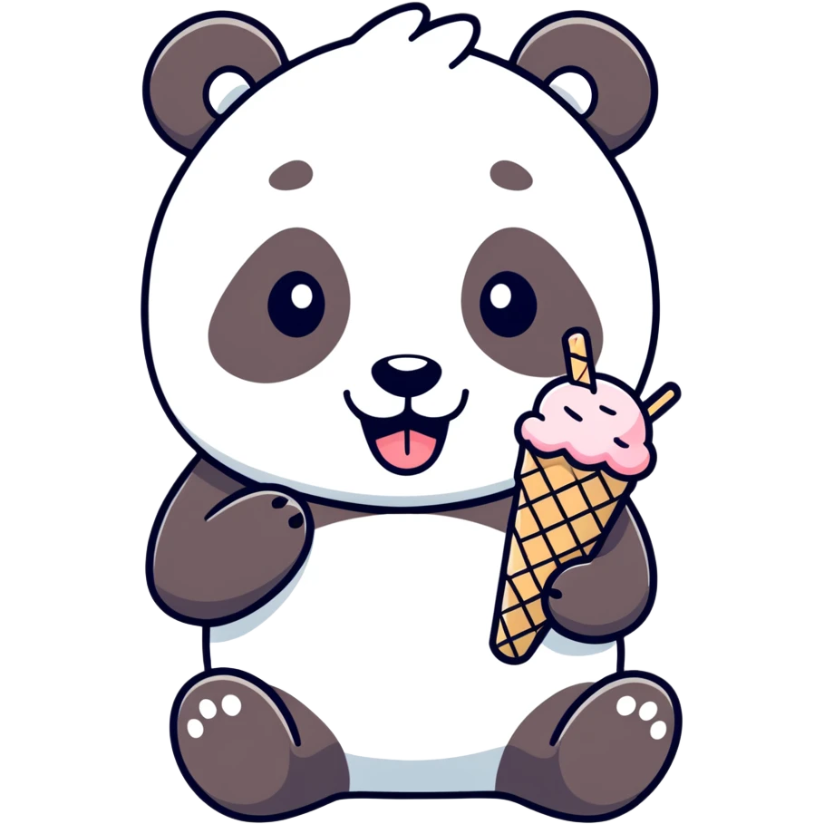 Panda eating ice cream emoji