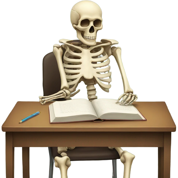 skeleton studying emoji