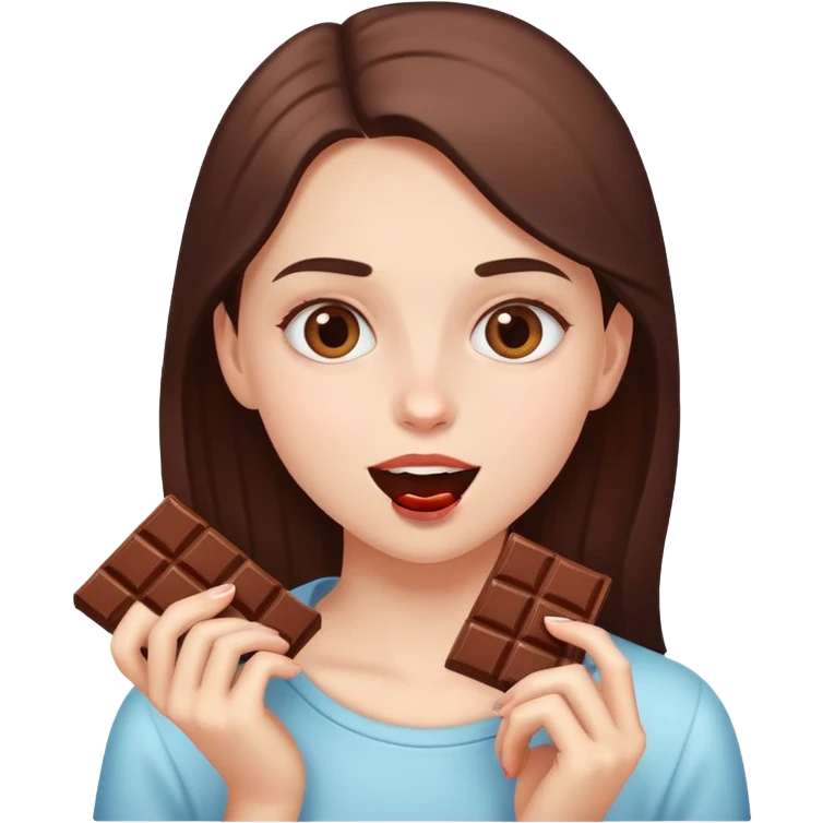 Girl eating chocolate emoji