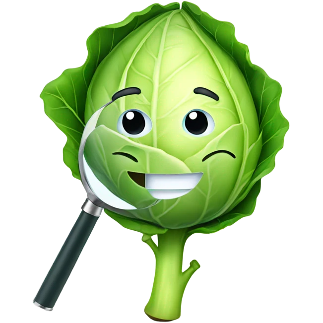 happy cabbage hold magnifying glass emoji