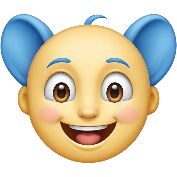 Happy face with blue ears  emoji