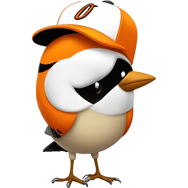 Orioles bird wearing Orioles baseball hat kawaii emoji