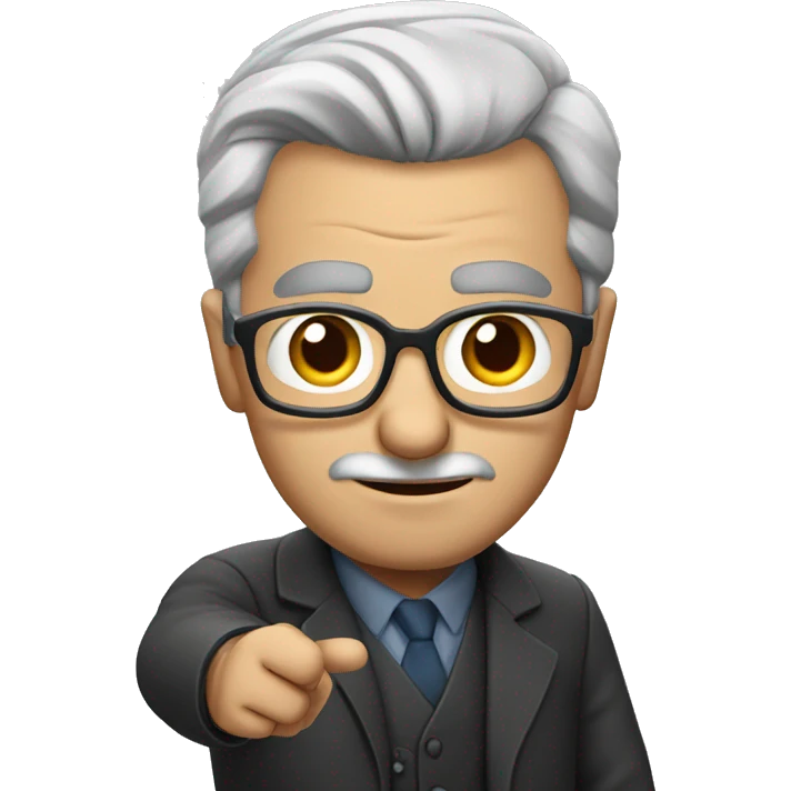 turkish man with glasses and grey hair pointing a finger gun emoji
