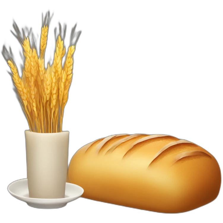 Bread, wheat and candle on a table emoji