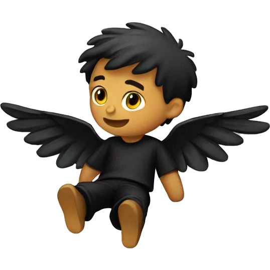 winged falling boy in black emoji