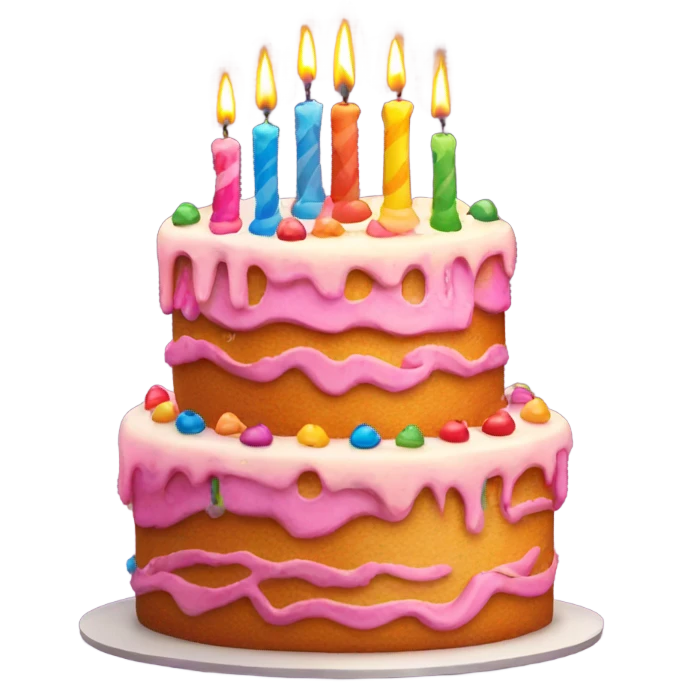 Happy birthday cake lots of candles  emoji