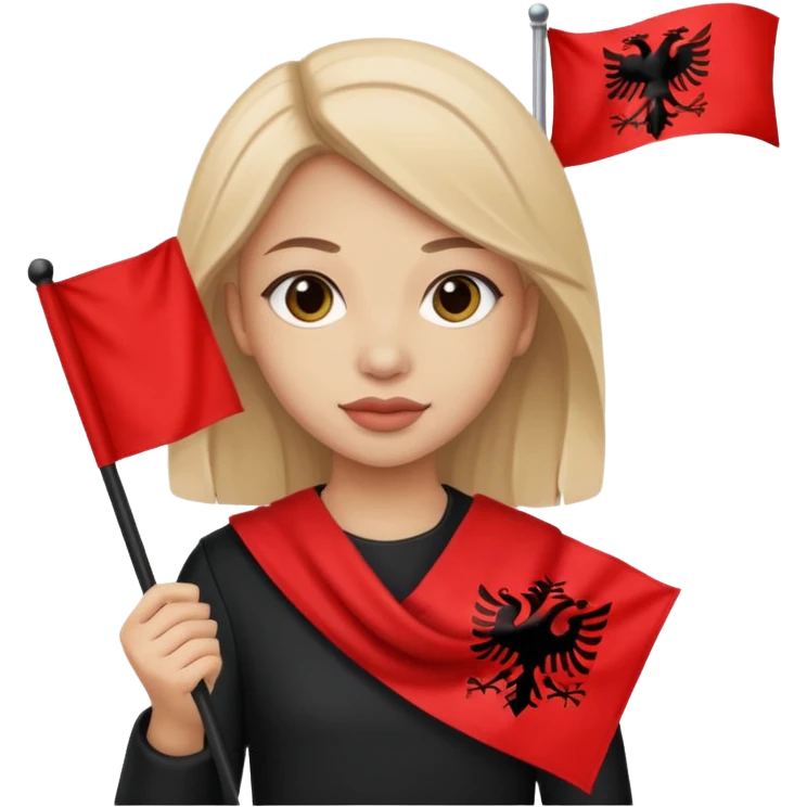 Girl with albanian flag emoji