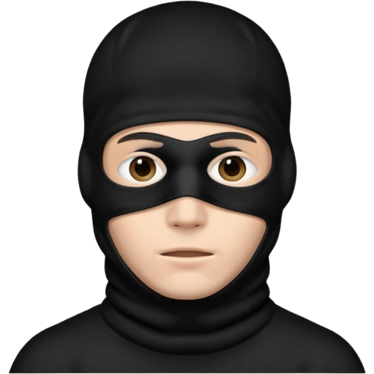 man in black balaclava with no eyes and mouth covers his ears emoji