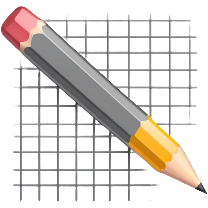 A pencil placed over a square grid, representing the sketching phase of a logo emoji