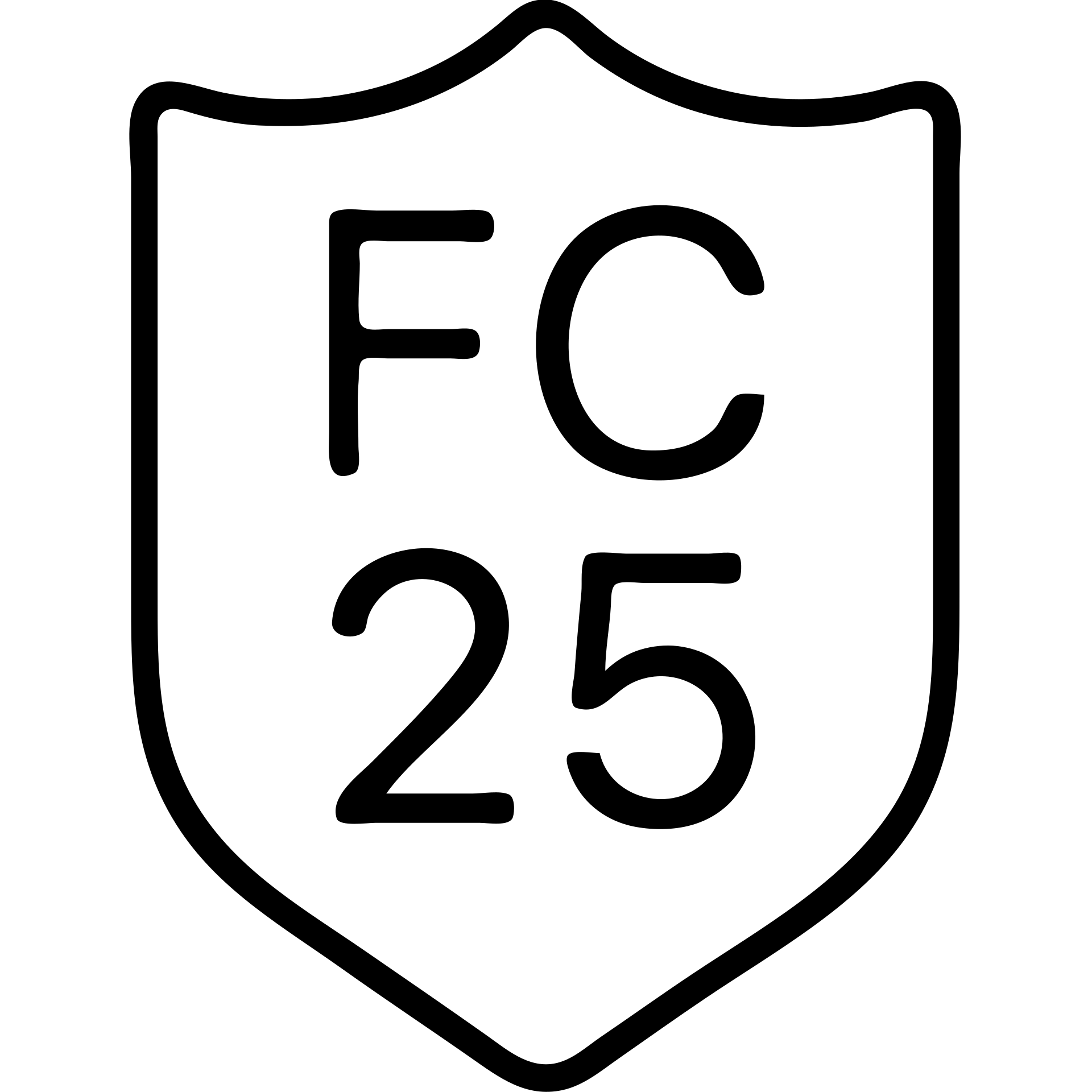 minimal icon of 'FC 25' as a badge or logo, simple black outline, no fill emoji