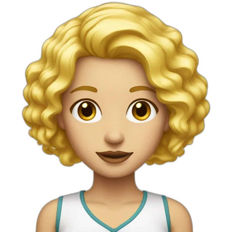 femme aux cheveux blond sans boucle et au yeux jaune emoji