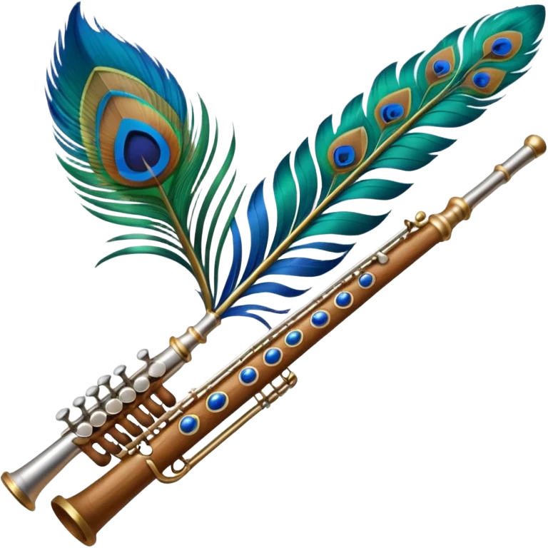 Flute attached with peacock feather emoji