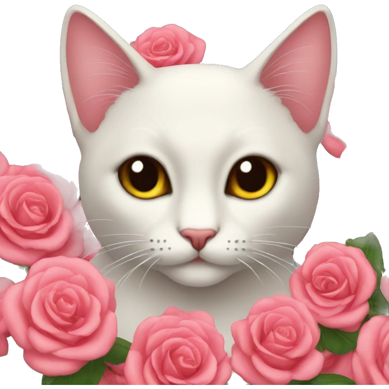 Gato con rosas en la boca emoji