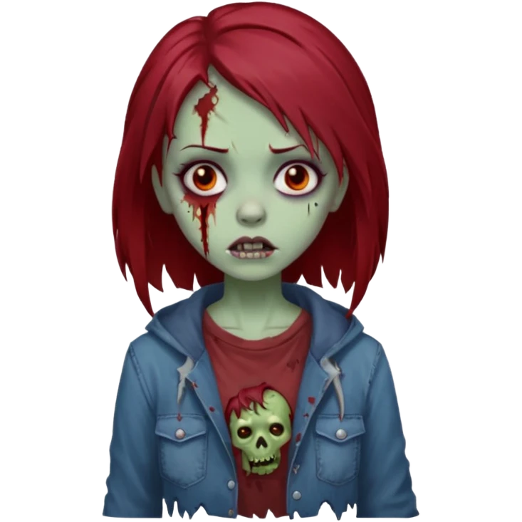 A zombie girl with dark red mid length  hair emoji