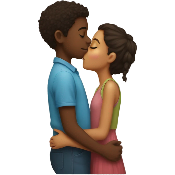 A girl kissing a boy emoji