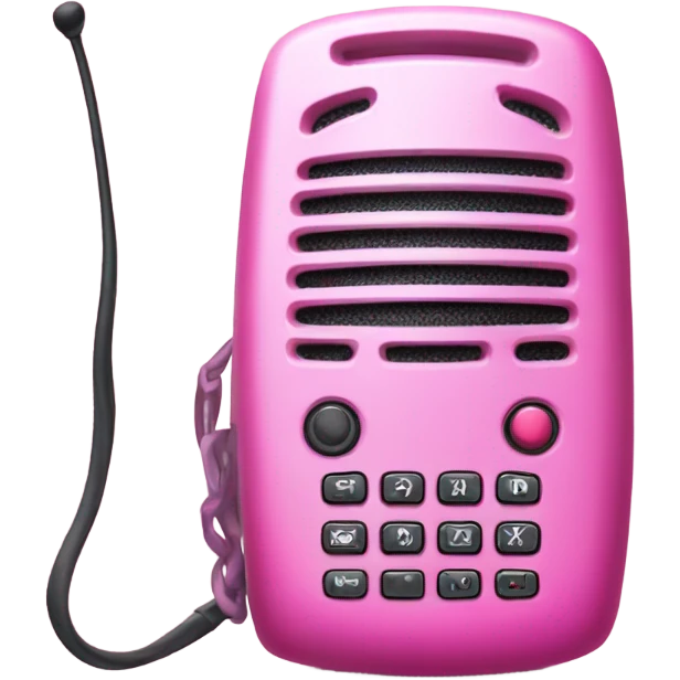 pink walkie talkie with pink keyboard and pink antenna emoji
