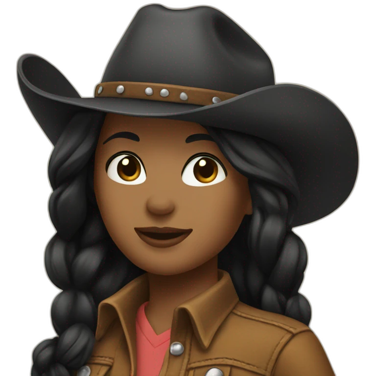 cowgirl straight black hair emoji