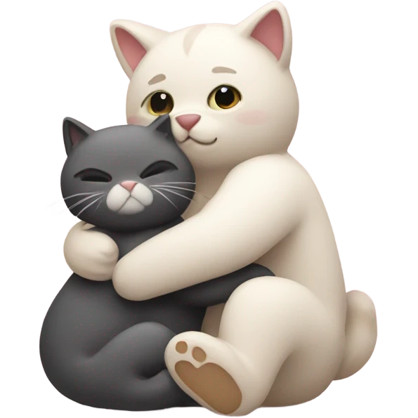 cat hugs a little bear emoji
