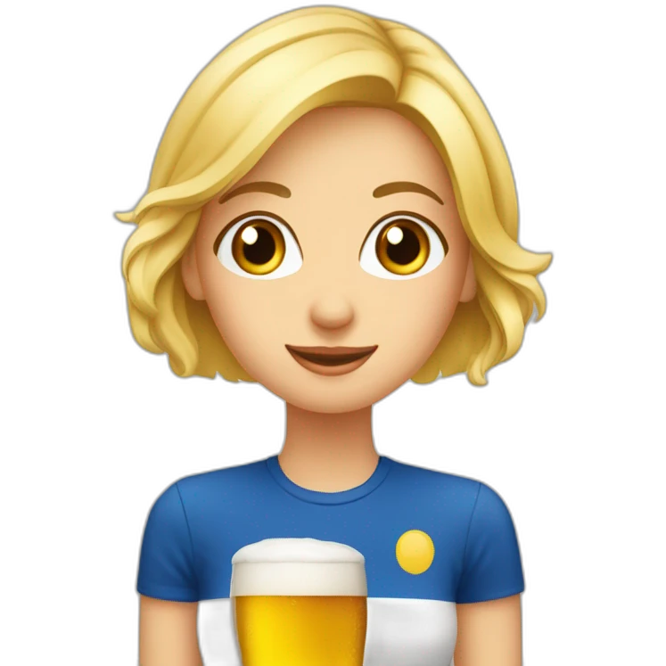 Fille blonde yeux bleus tenant de la bière emoji