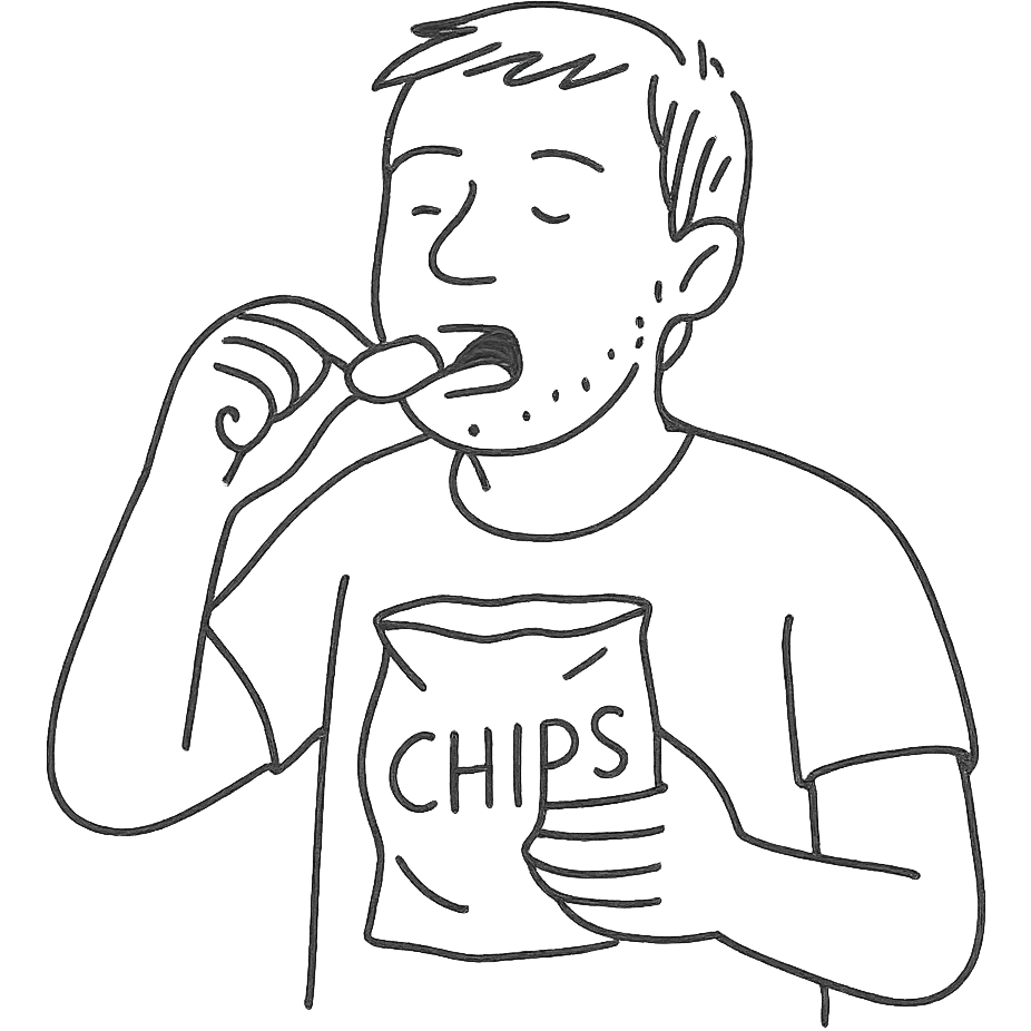 white man eating chips emoji